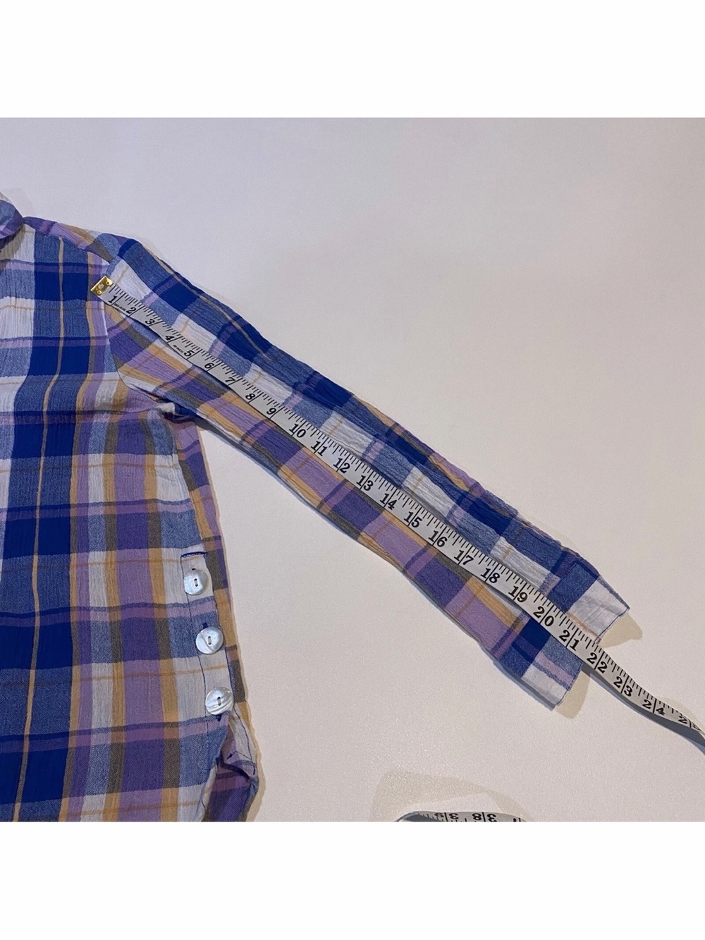 Vintage American Sweetheart Cotton Plaid Mother Of Pearl Button Shirt FLAWS - Picture 11 of 12